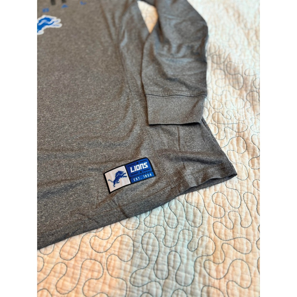 Detroit Lions NFL Long Sleeve T-Shirt Mens Gray Graphic Shirt Size Small - Picture 2 of 5